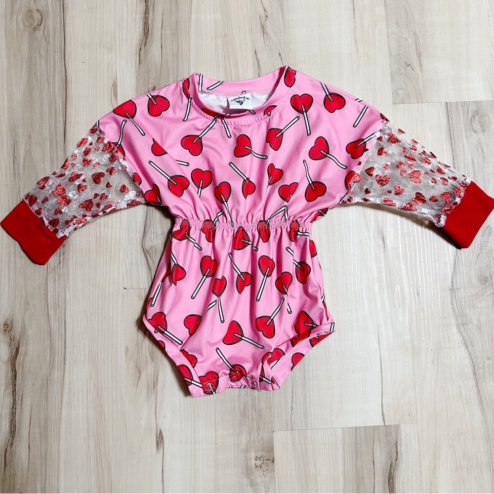 The Rodeo Queen Boutique Heart Sucker Bubble Romper 6-12m